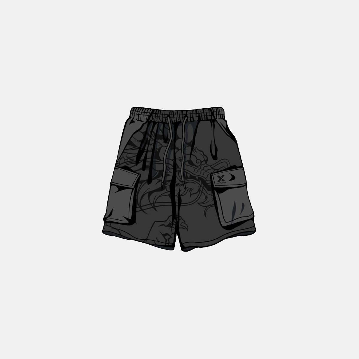 Dragon Printed Utility Shorts