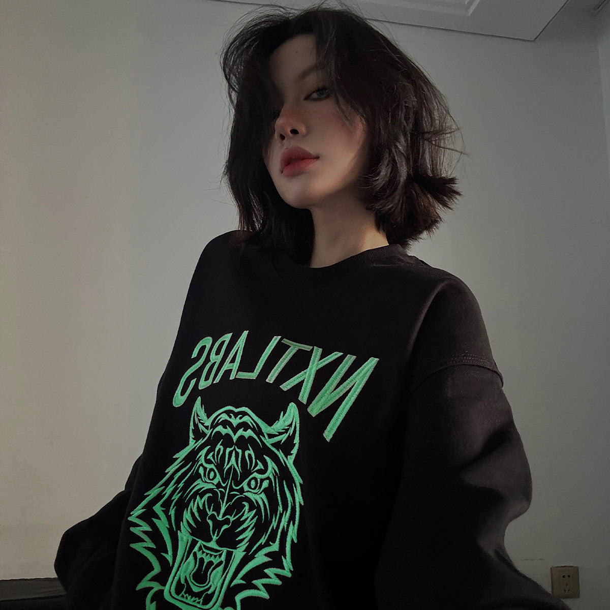 White Tiger Glow In The Dark Sweatshirt