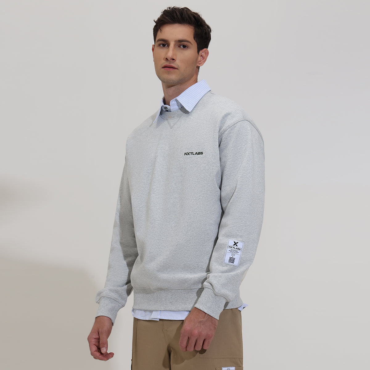 Embroidery Grey Logo Sweatshirt