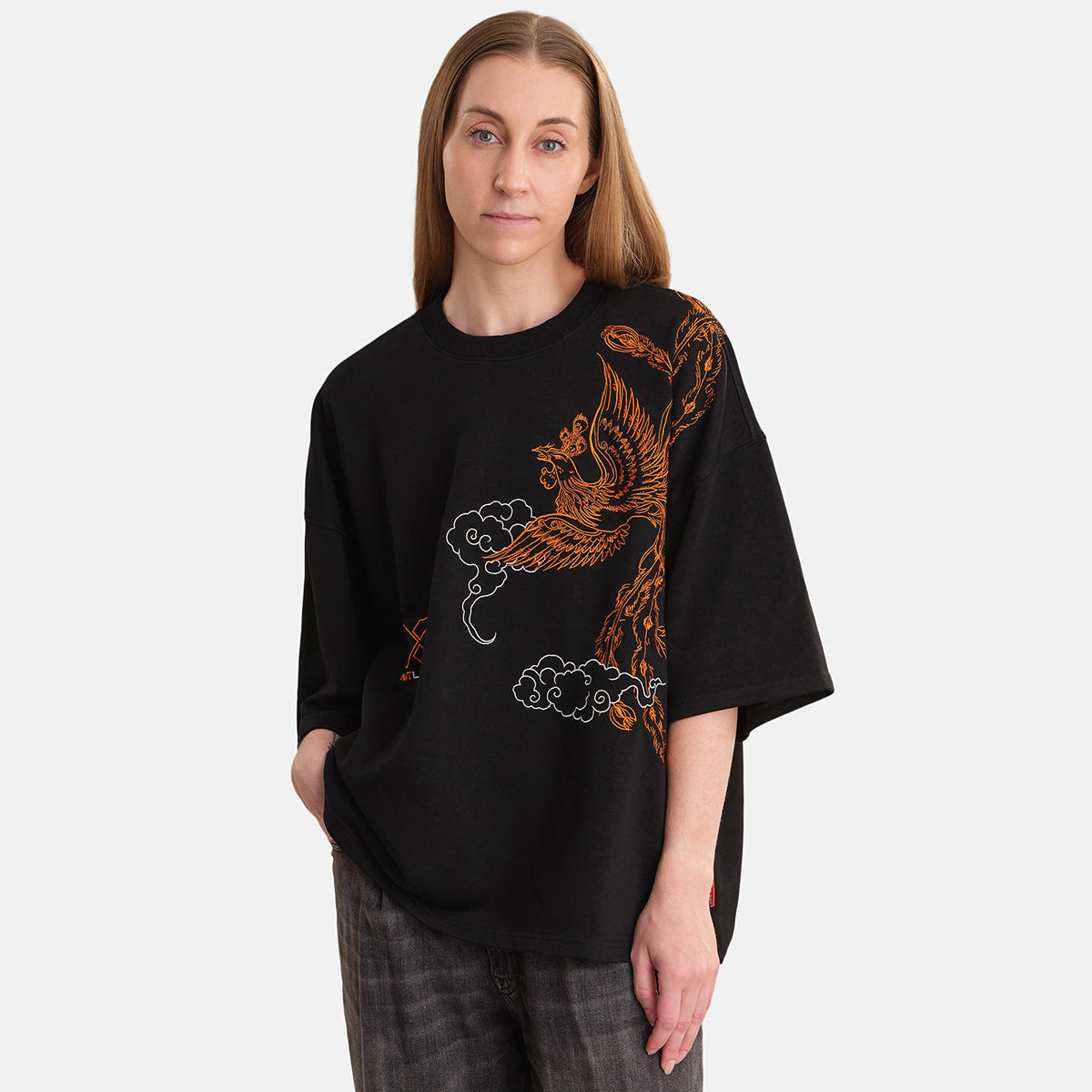 Fire Bird Embroidered French Terry Tee