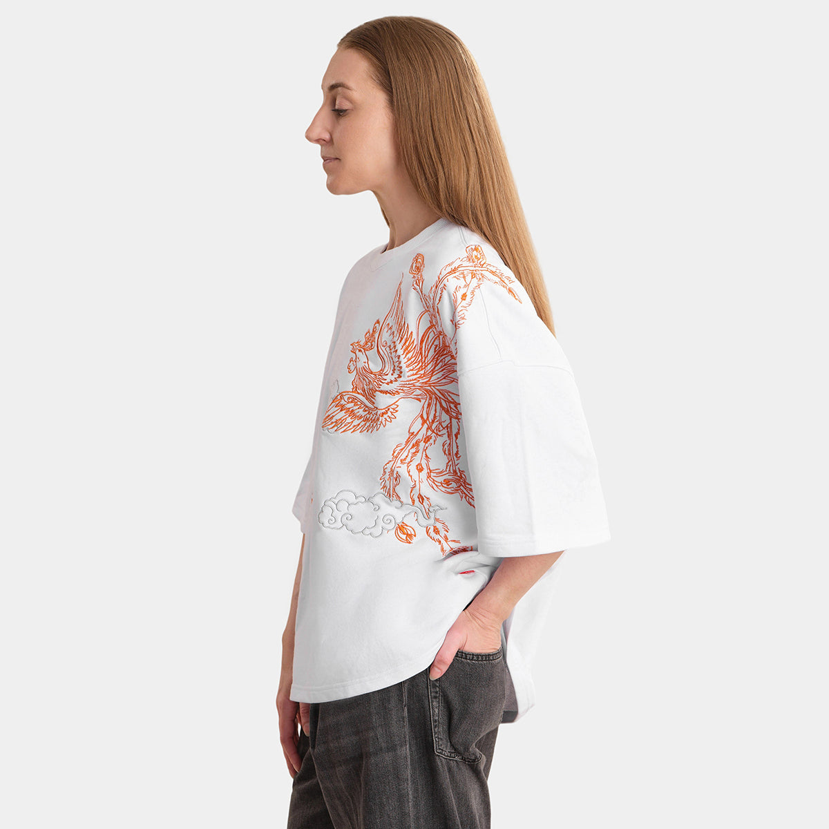Fire Bird Embroidered French Terry Tee