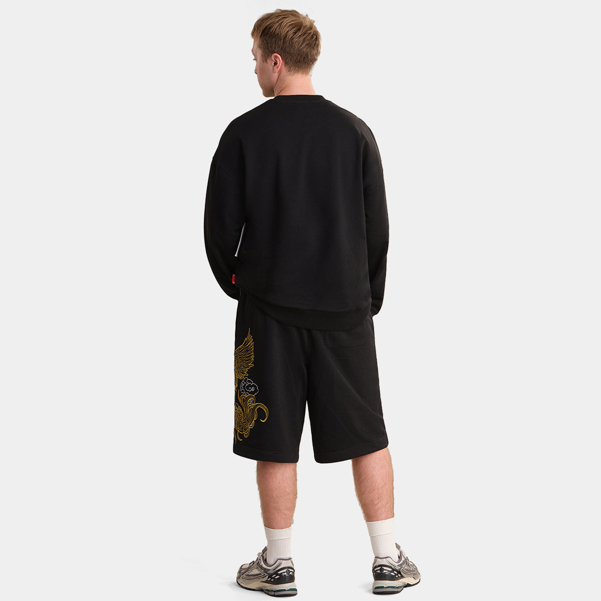 Vermilion Bird Metallic Embroidered Sweat Shorts