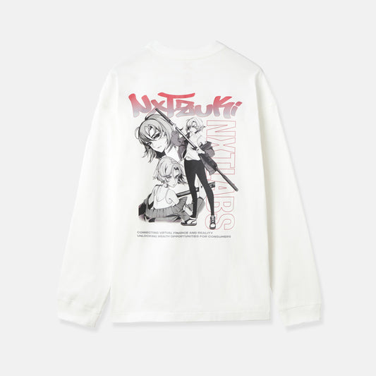 NXT AZUKI No.4589 White Long Sleeve T-Shirt