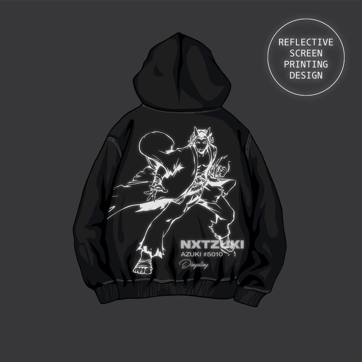 NXT AZUKI Dingaling No.5010 Reflective Print Hoodie